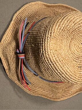 Woven Straw Sun Hat with Multicolor Tie Hatattack wired brim